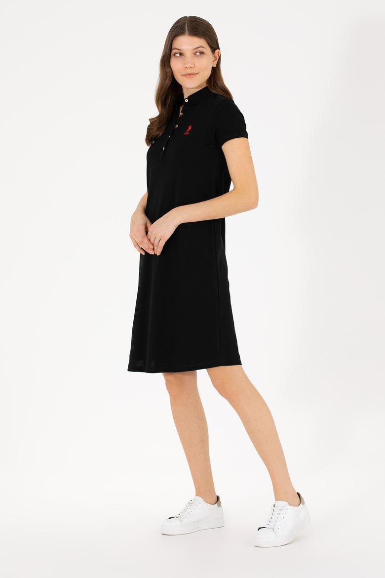 Kadın Siyah Polo Yaka Mini Boy Örme Elbise - 50262672028
