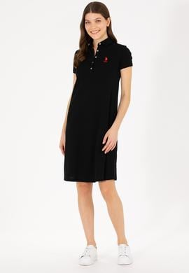 Kadın Siyah Polo Yaka Mini Boy Örme Elbise - 50262672028