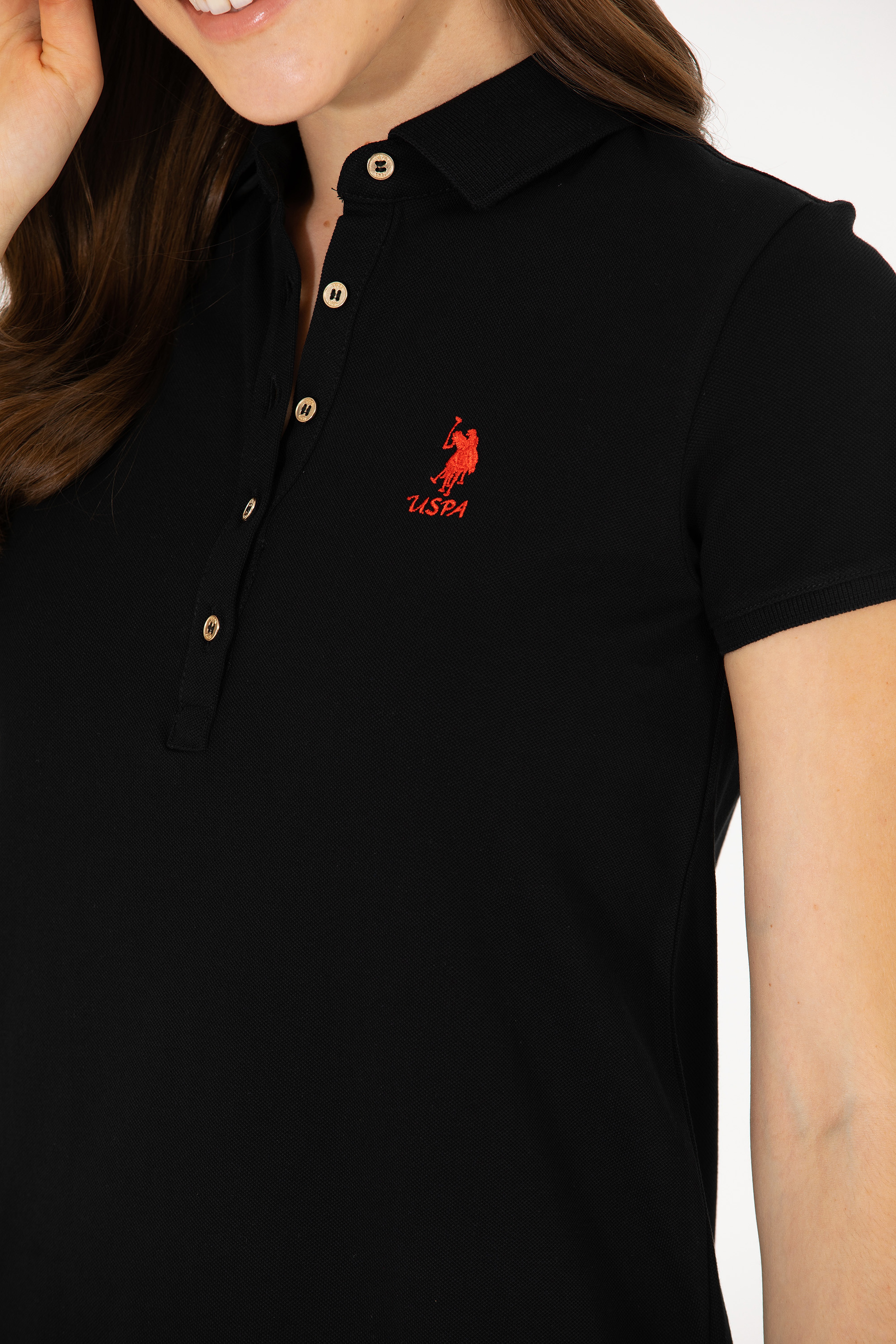 Kadın Siyah Polo Yaka Mini Boy Örme Elbise