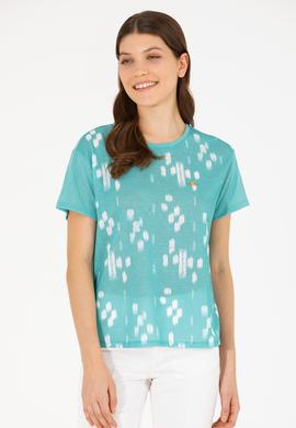 Kadın Mint Bisiklet Yaka Tişört - 50263590027