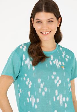 Kadın Mint Bisiklet Yaka Tişört - 50263590027