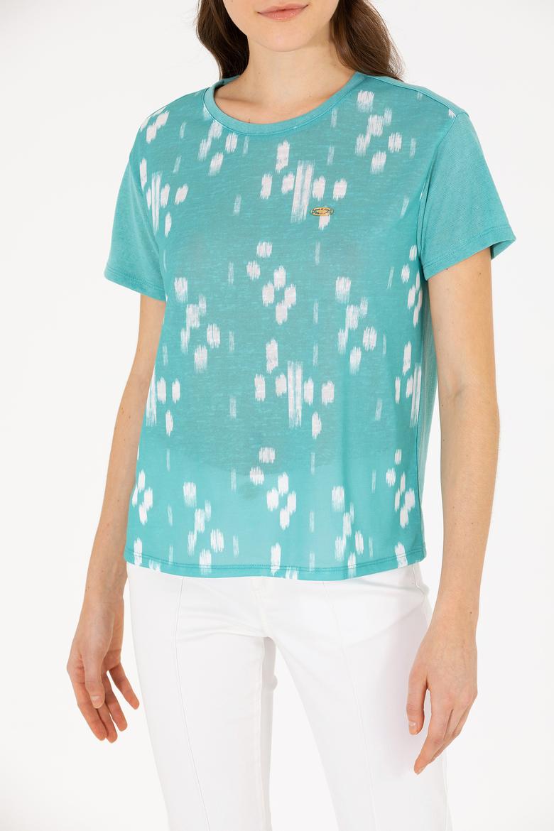 Kadın Mint Bisiklet Yaka Tişört - 50263590027