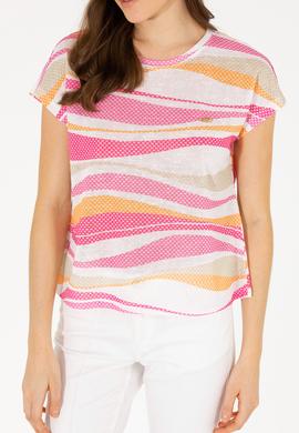 Kadın Pembe Bisiklet Yaka Tişört - 50263601028