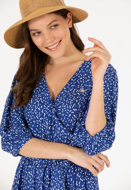 Kadın Saks Mini Boy Dokuma Elbise - 50262478020