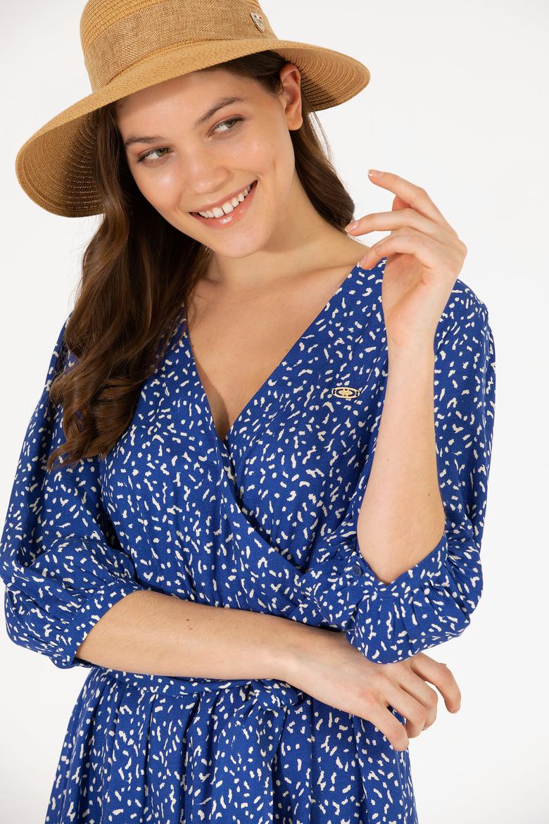 Kadın Saks Mini Boy Dokuma Elbise - 50262478020