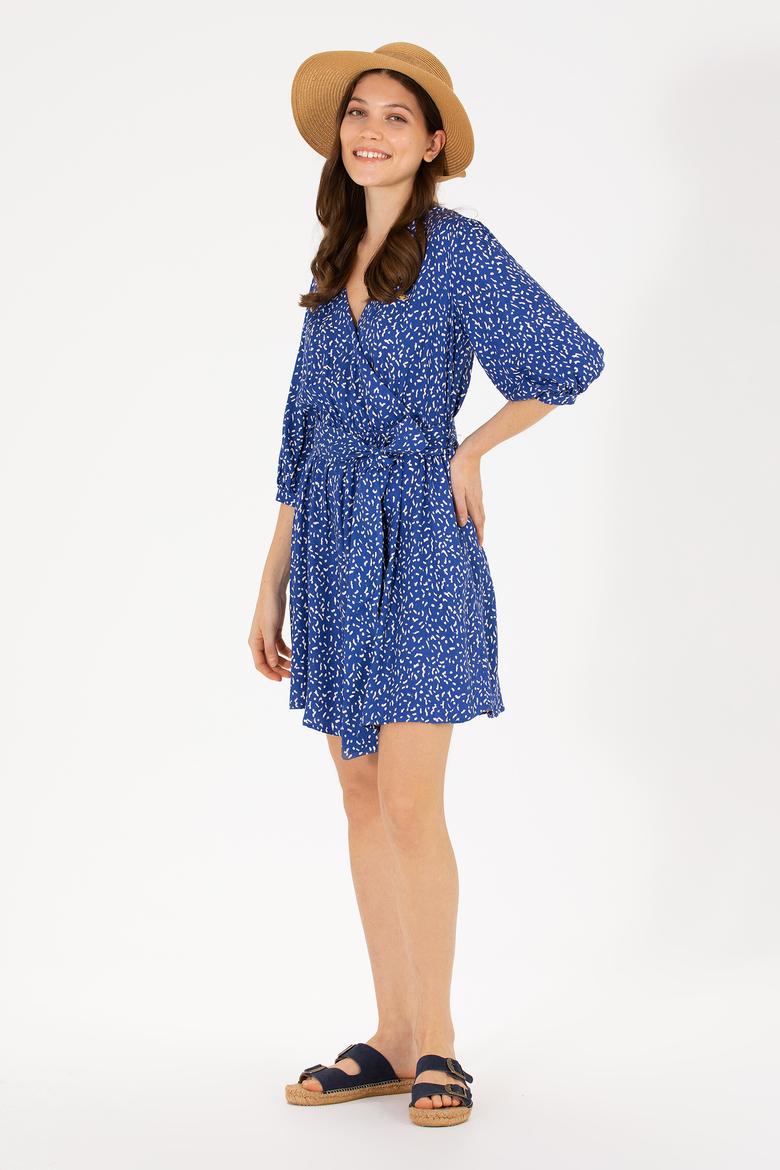 Kadın Saks Mini Boy Dokuma Elbise - 50262478020