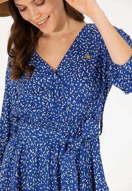 Kadın Saks Mini Boy Dokuma Elbise - 50262478020