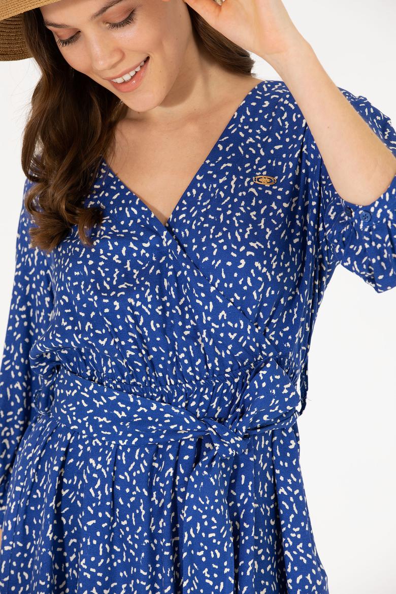 Kadın Saks Mini Boy Dokuma Elbise - 50262478020