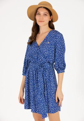 Kadın Saks Mini Boy Dokuma Elbise - 50262478020