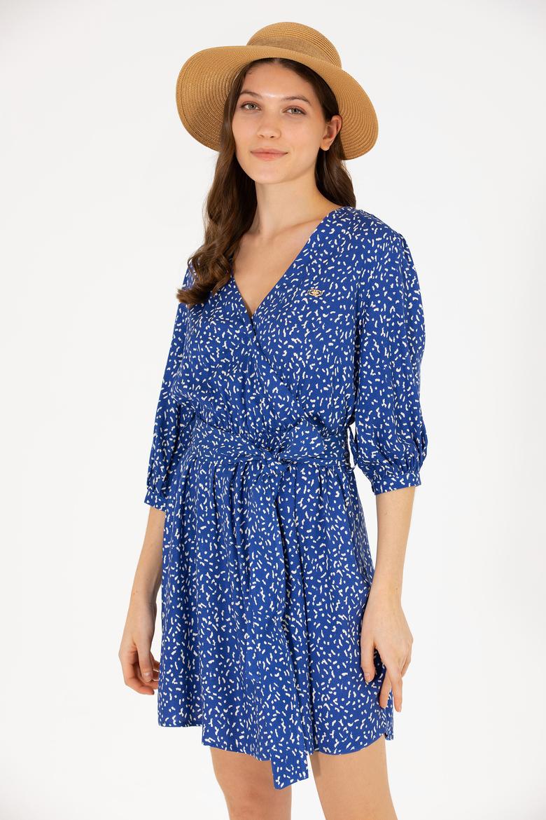 Kadın Saks Mini Boy Dokuma Elbise - 50262478020