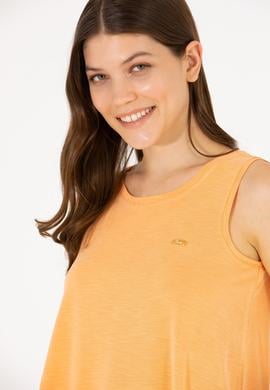 Kadın Turuncu Bisiklet Yaka Kolsuz Tişört - 50262481035