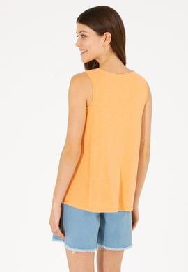 Kadın Turuncu Bisiklet Yaka Kolsuz Tişört - 50262481035