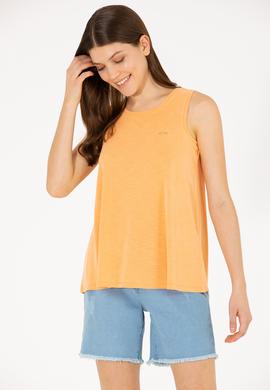 Kadın Turuncu Bisiklet Yaka Kolsuz Tişört - 50262481035