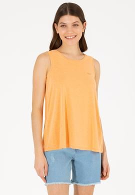 Kadın Turuncu Bisiklet Yaka Kolsuz Tişört - 50262481035