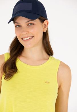 Kadın Neon Sarı Bisiklet Yaka Kolsuz Tişört - 50262481051