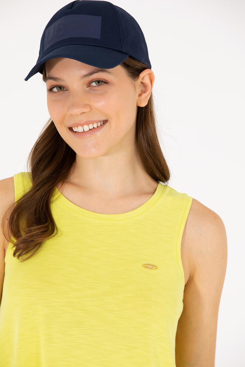 Kadın Neon Sarı Bisiklet Yaka Kolsuz Tişört - 50262481051