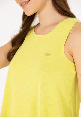 Kadın Neon Sarı Bisiklet Yaka Kolsuz Tişört - 50262481051