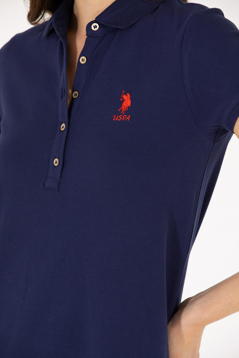 Kadın Lacivert Polo Yaka Mini Boy Örme Elbise - 50262672012