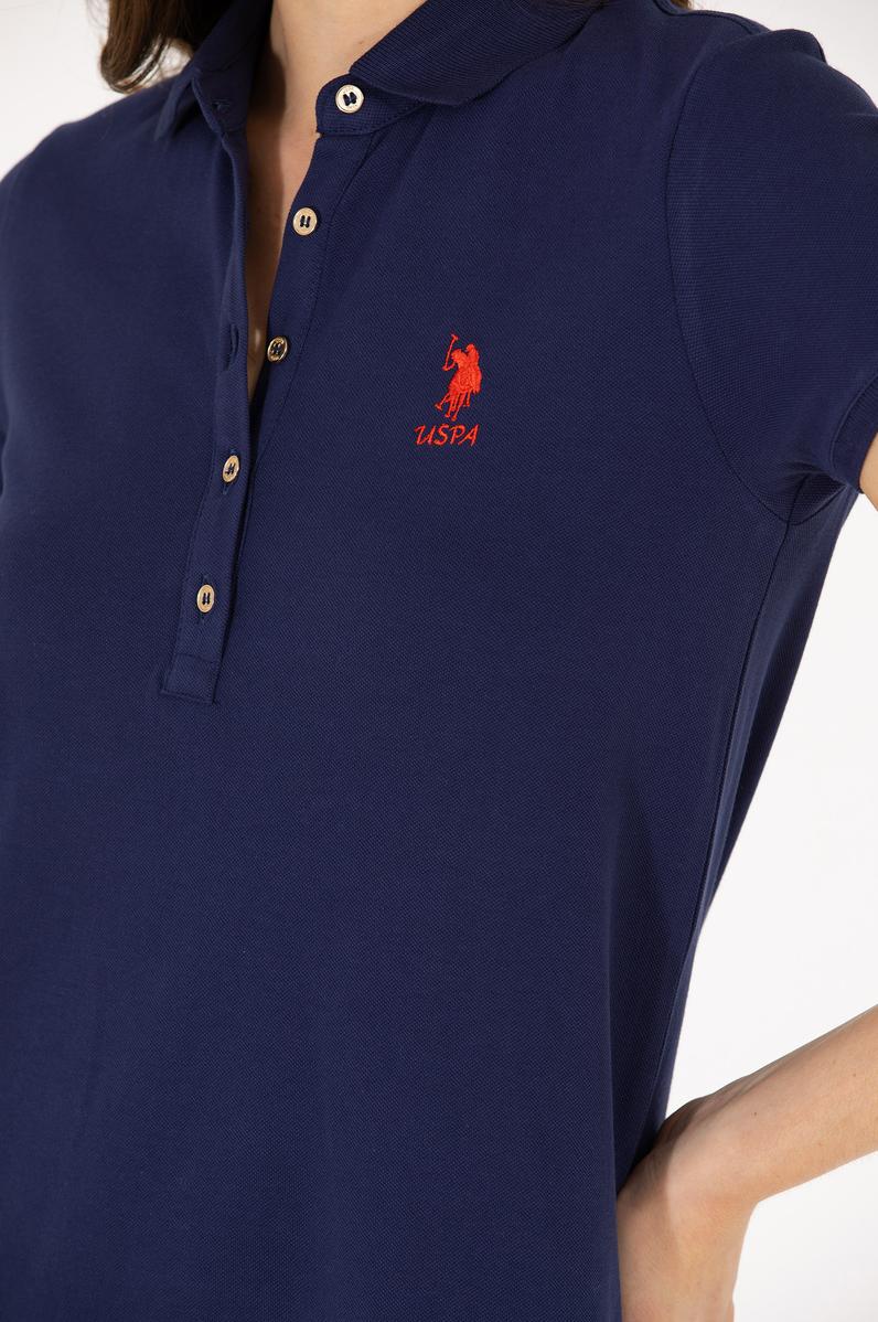 Kadın Lacivert Polo Yaka Mini Boy Örme Elbise