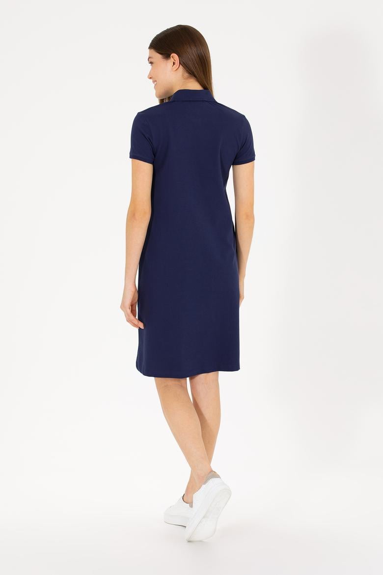 Kadın Lacivert Polo Yaka Mini Boy Örme Elbise - 50262672012