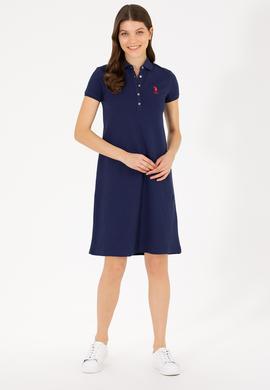 Kadın Lacivert Polo Yaka Mini Boy Örme Elbise - 50262672012