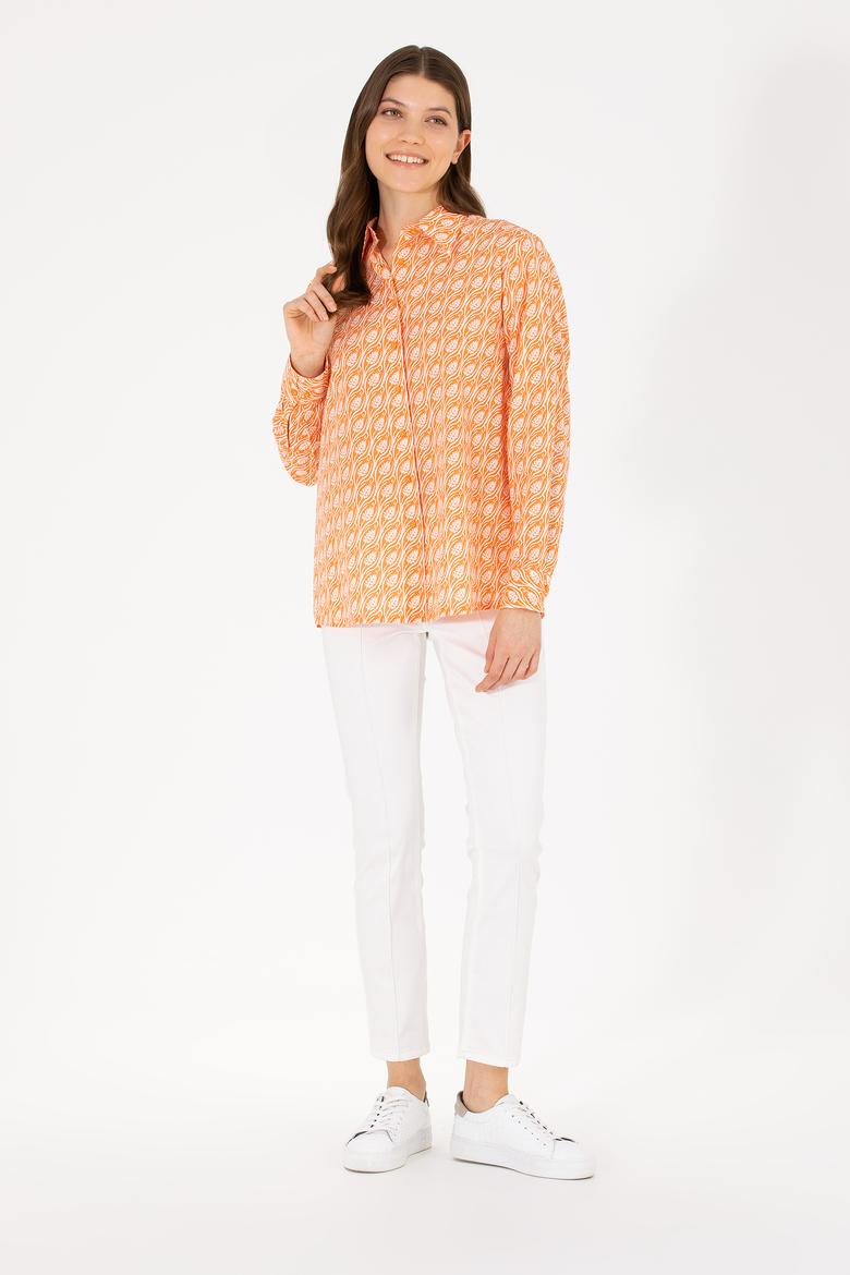 Kadın Turuncu Uzun Kollu Gömlek - 50264225003