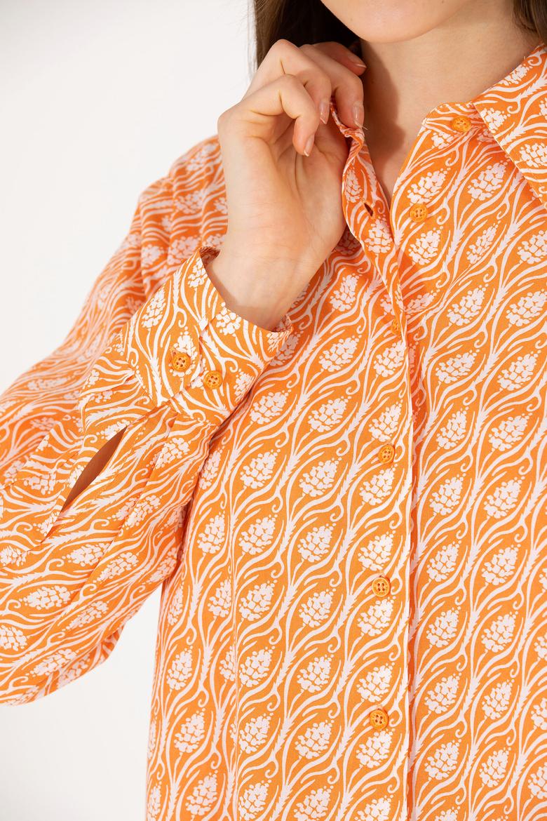 Kadın Turuncu Uzun Kollu Gömlek - 50264225003