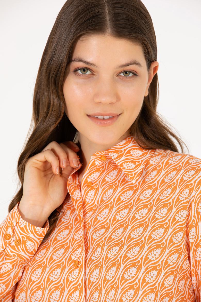 Kadın Turuncu Uzun Kollu Gömlek - 50264225003