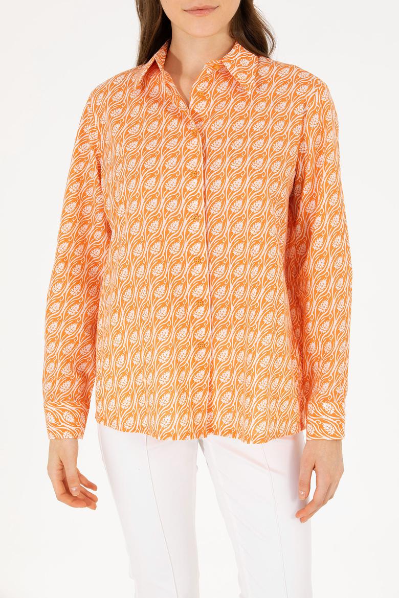 Kadın Turuncu Uzun Kollu Gömlek - 50264225003