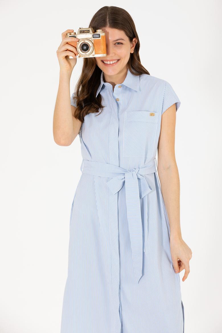 Kadın Mavi Dokuma Elbise - 50262581006