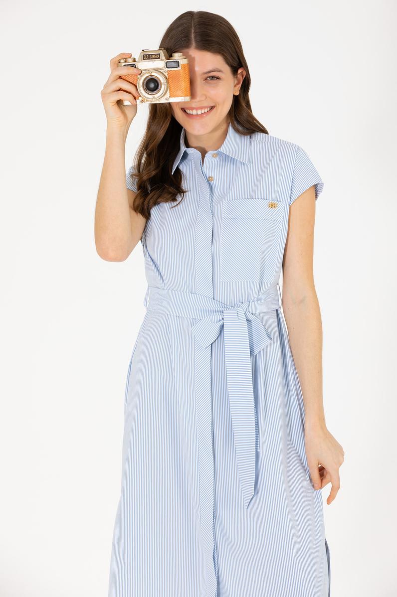 Kadın Mavi Dokuma Elbise