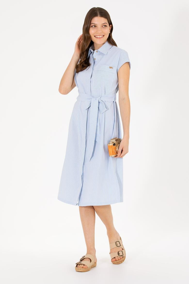 Kadın Mavi Dokuma Elbise - 50262581006