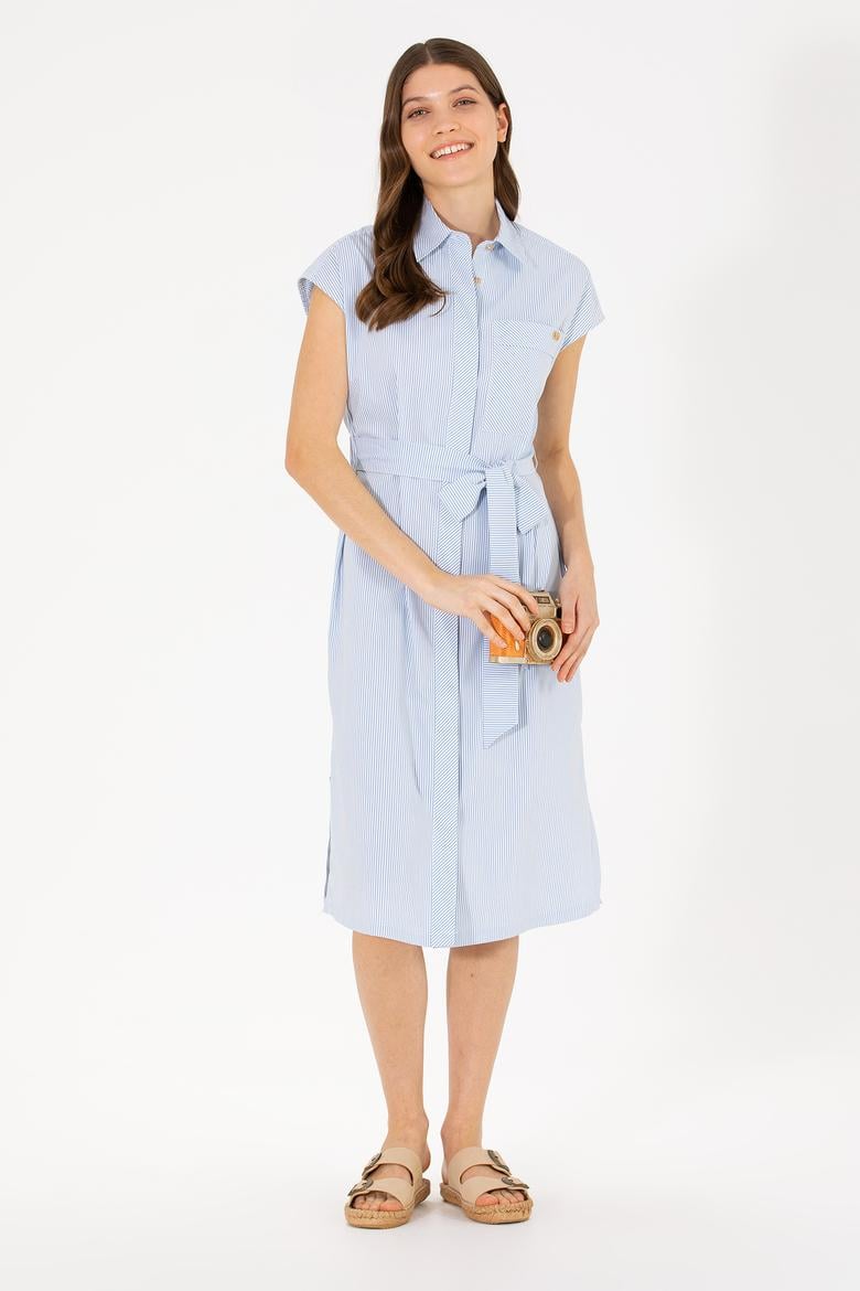 Kadın Mavi Dokuma Elbise