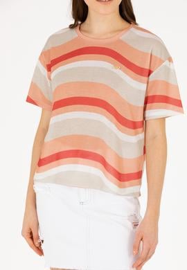 Kadın Pudra Bisiklet Yaka Tişört - 50263600029