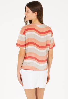 Kadın Pudra Bisiklet Yaka Tişört - 50263600029