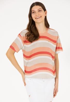 Kadın Pudra Bisiklet Yaka Tişört - 50263600029