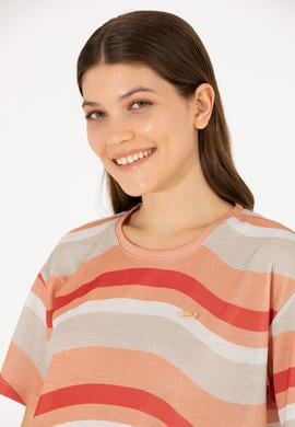 Kadın Pudra Bisiklet Yaka Tişört - 50263600029