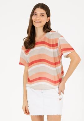 Kadın Pudra Bisiklet Yaka Tişört - 50263600029