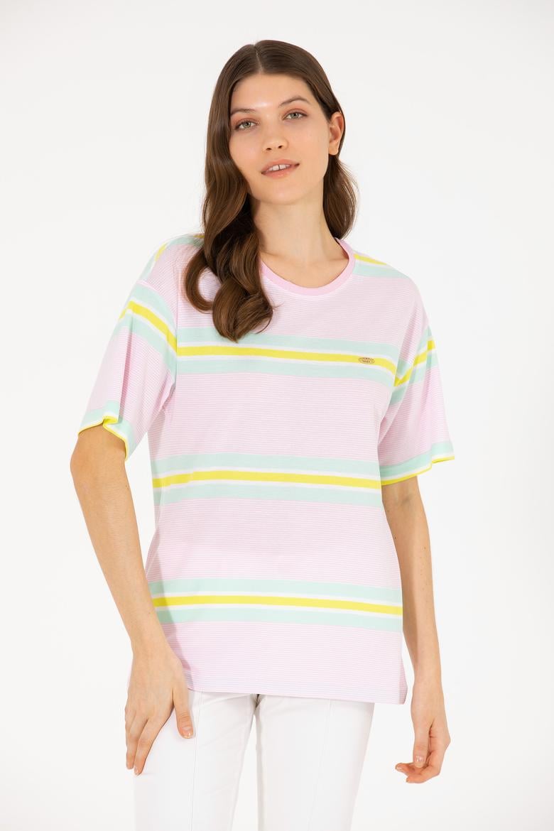 Kadın Manolya Bisiklet Yaka Tişört - 50263613036