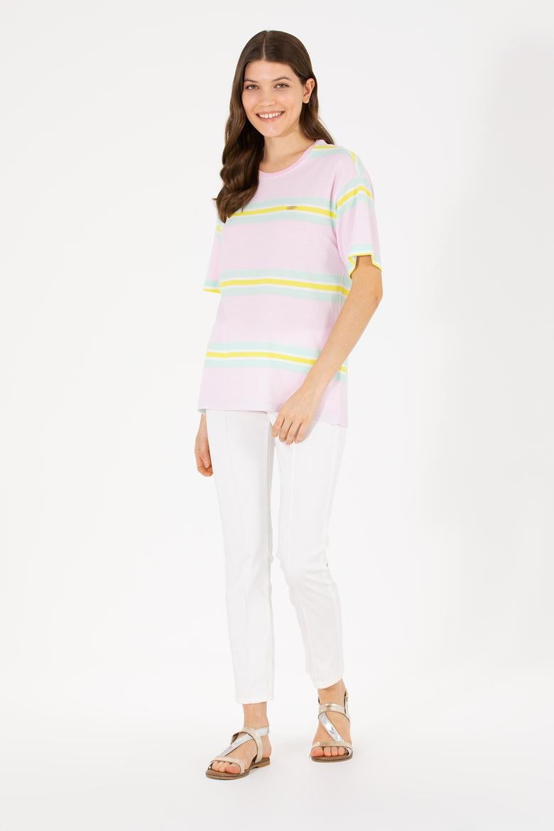 Kadın Manolya Bisiklet Yaka Tişört - 50263613036