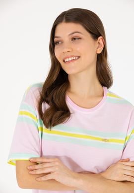 Kadın Manolya Bisiklet Yaka Tişört - 50263613036