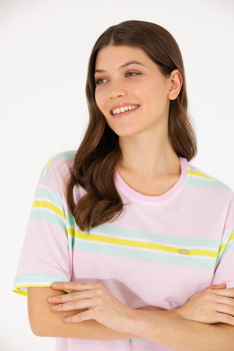 Kadın Manolya Bisiklet Yaka Tişört - 50263613036