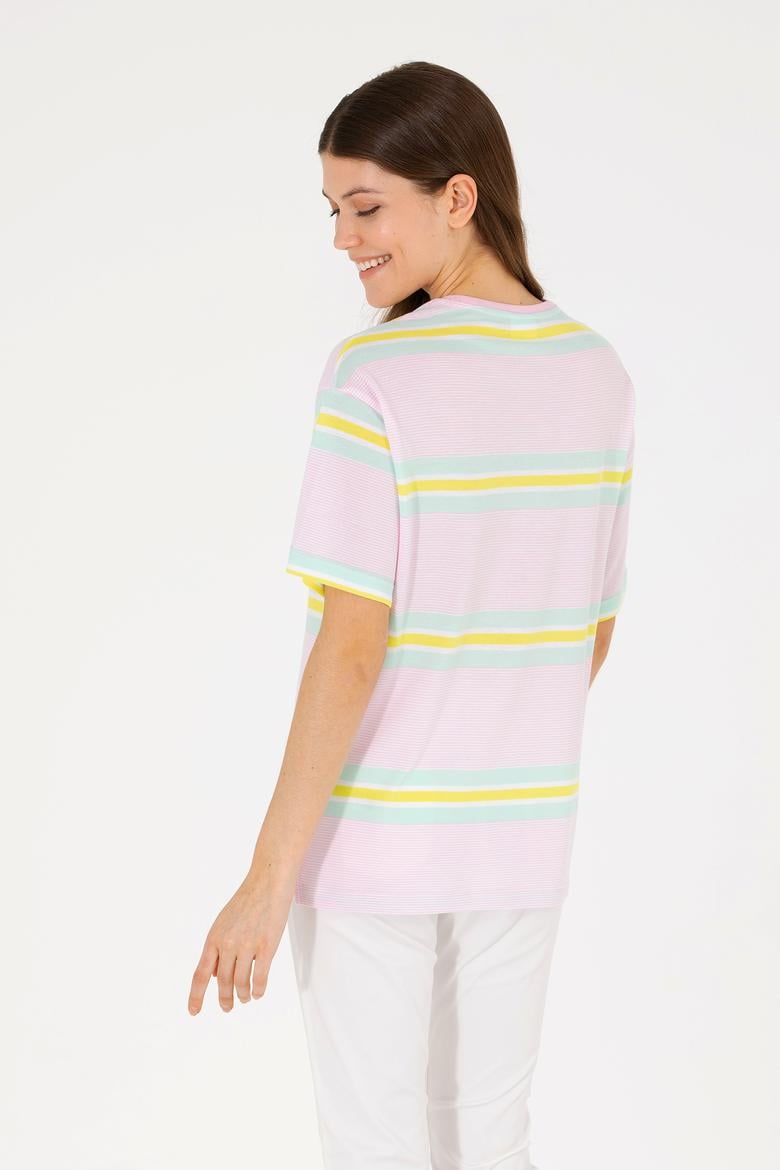 Kadın Manolya Bisiklet Yaka Tişört - 50263613036