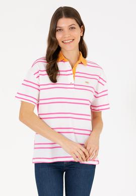 Kadın Pembe Polo Yaka Tişört - 50263958020