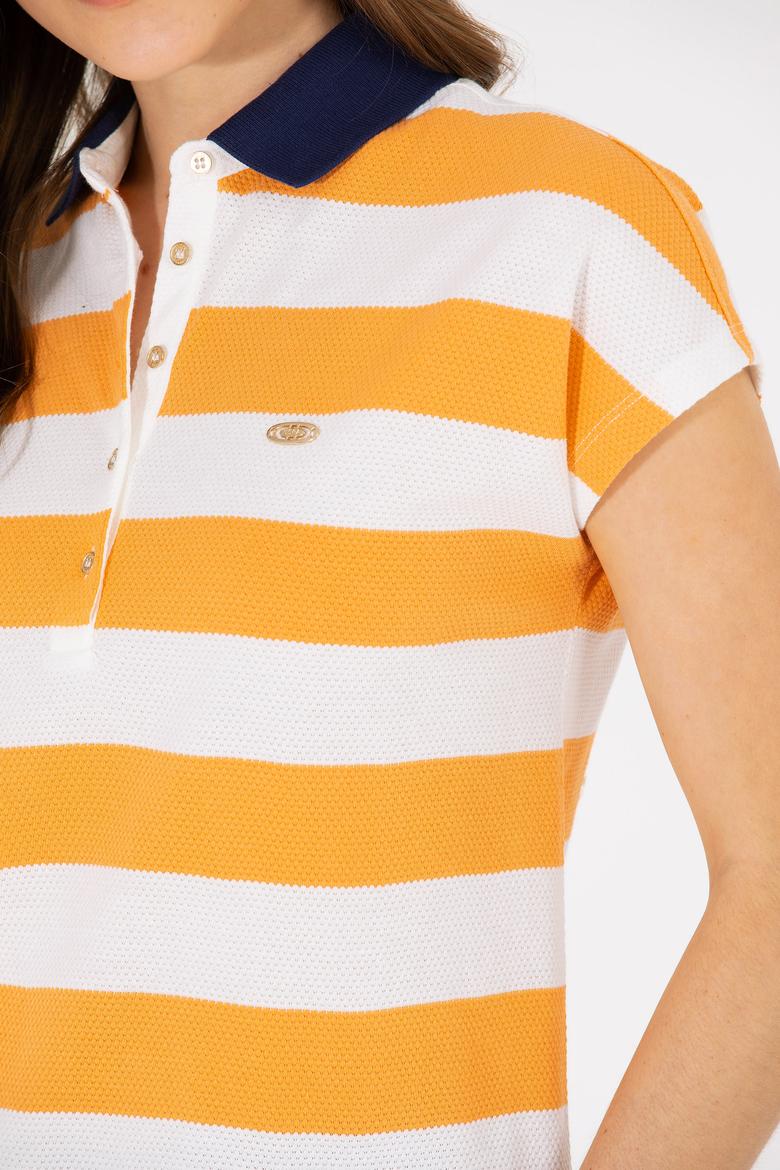 Kadın Turuncu Polo Yaka Tişört - 50263969036