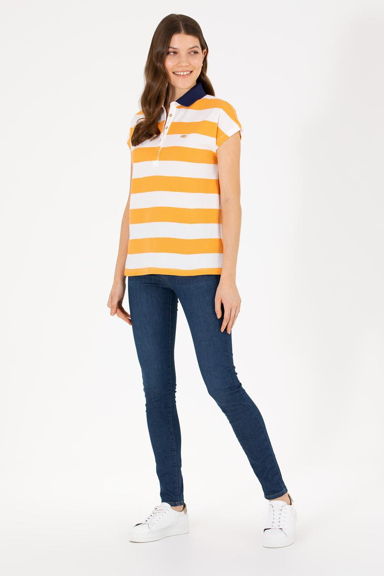 Kadın Turuncu Polo Yaka Tişört - 50263969036