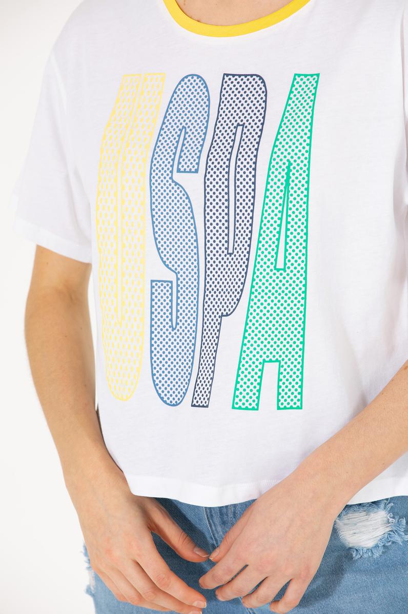 Kadın Beyaz Bisiklet Yaka Tişört