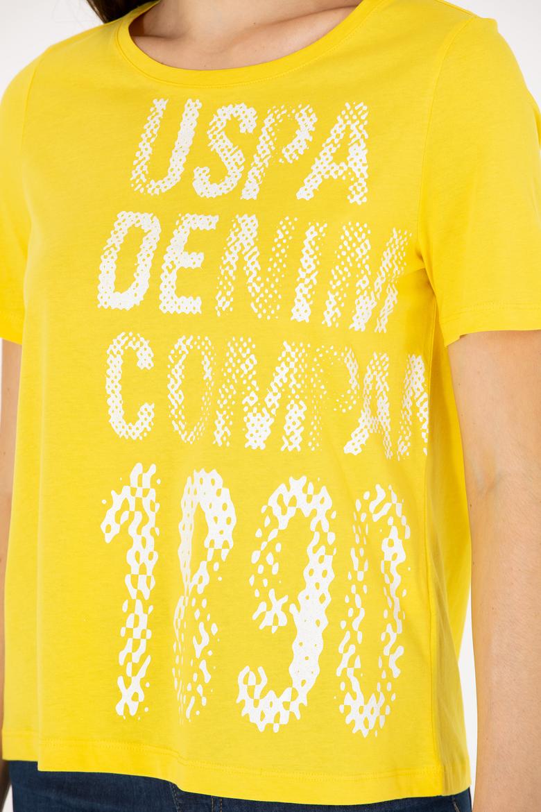 Kadın Sarı Bisiklet Yaka Tişört - 50262945006