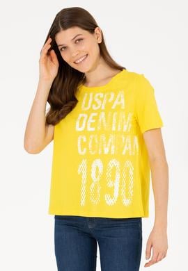 Kadın Sarı Bisiklet Yaka Tişört - 50262945006