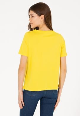 Kadın Sarı Bisiklet Yaka Tişört - 50262945006